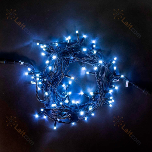 Гирлянда Нить 10м Белая 220В, 75 LED, Провод Черный Каучук, IP65