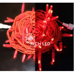 Гирлянда светодиодная красная постоянного свечения 220B, 100 LED, провод красный, IP65 RL-S10C-220V-C2R/R