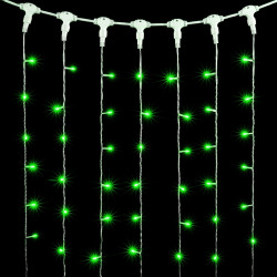Гирлянда Занавес 1 x 6 м Зеленый 220В, 600 LED, Провод Прозрачный ПВХ, IP54
