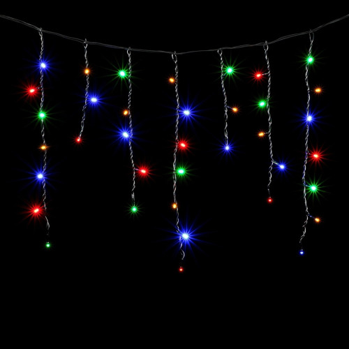 Гирлянда Бахрома 4,9 x 0,5 м Разноцветная 220В, 240 LED, Провод Черный ПВХ, IP54