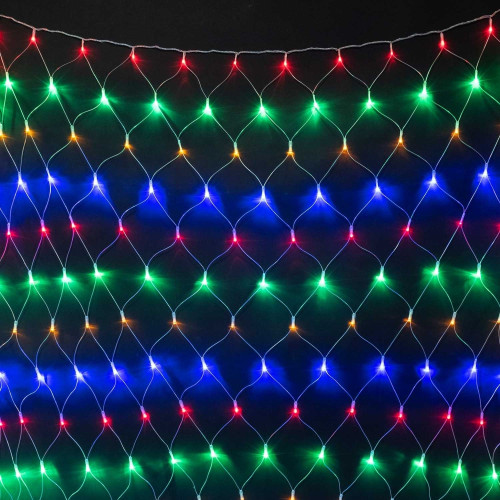 Светодиодная Сеть 2 x 3 м Разноцветная 220В, 384 LED, Провод Прозрачный ПВХ, IP54