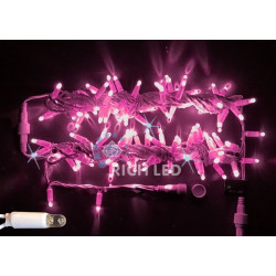 Гирлянда светодиодная розовая с мерцанием 220B, 100 LED, провод белый, IP65 RL-S10CF-220V-CW/P