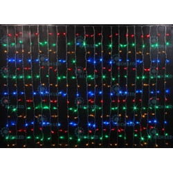 Гирлянда светодиодная Занавес разноцветная 220B, 300 LED, провод белый, IP65 RL-CS2*1.5-CW/M
