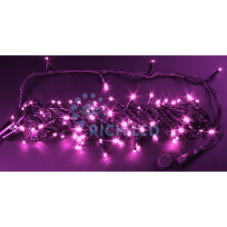 Гирлянда светодиодная розовая с мерцанием 24B, 100 LED, провод черный, IP54 RL-S10CF-24V-B/P