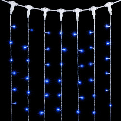 Гирлянда Занавес 1 x 9 м Синий 220В, 900 LED, Провод Прозрачный ПВХ, IP54