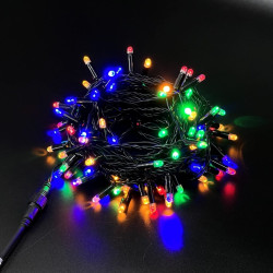Гирлянда Нить с Колпачком 10м Разноцветная 24В, 100 LED, Провод Черный ПВХ, IP65