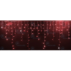 Гирлянда светодиодная Бахрома красная с мерцанием 220B, 144 LED, провод прозрачный, IP54 RL-i3*0.9F-T/R