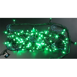 Гирлянда светодиодная зеленая 8 режимов свечения 220B, 200 LED, провод черный, IP54 RL-T20C2-B/G