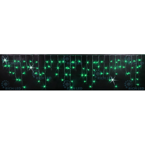 Гирлянда светодиодная Бахрома зеленая с мерцанием 220B, 112 LED, провод прозрачный, IP54 RL-i3*0.5F-T/G