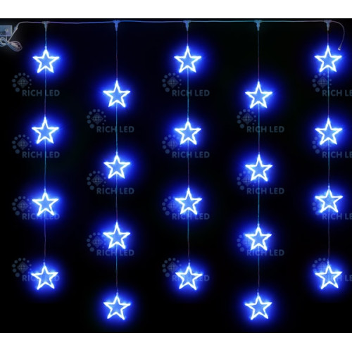 Гирлянда светодиодная Занавес синяя 220B, 20 LED, провод прозрачный, IP54 RL-CMST2*2-T/B