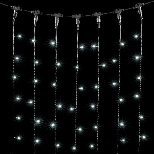 Гирлянда Занавес 2 x 1 м Белый 220В, 200 LED, Провод Черный ПВХ, IP54