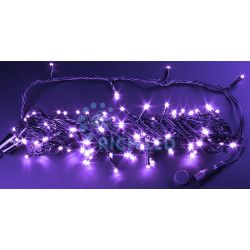 Гирлянда светодиодная фиолетовая постоянного свечения 24B, 100 LED, провод черный, IP54 RL-S10C-24V-B/V