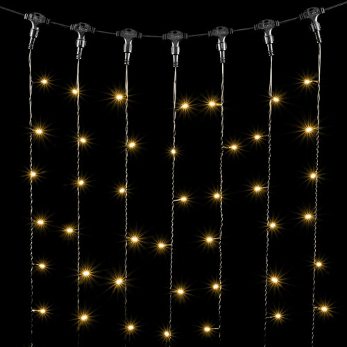 Гирлянда Занавес 1 x 6 м Тепло-Белый 220В, 600 LED, Провод Черный ПВХ, IP54