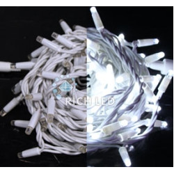 Гирлянда светодиодная белая постоянного свечения 220B, 100 LED, провод белый, IP65 RL-S10C-220V-C2W/W