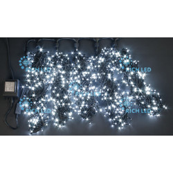 Гирлянда светодиодная белая постоянного свечения 24B, 1000 LED, провод черный, IP54 RL-S5*20-B/W