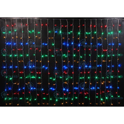 Гирлянда светодиодная Занавес разноцветная 220B, 300 LED, провод прозрачный, IP54 RL-CS2*1.5-T/M