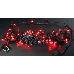 Гирлянда светодиодная красная постоянного свечения 24B, 100 LED, провод черный, IP54 RL-S10C-24V-B/R