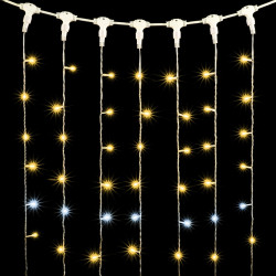 Гирлянда Занавес 1 x 6 м Шампань с Мерцанием Белого Диода, 600 LED, Провод Прозрачный ПВХ, IP54