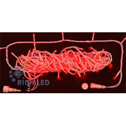 Гирлянда светодиодная красная постоянного свечения 24B, 100 LED, провод белый, IP54 RL-S10C-24V-W/R