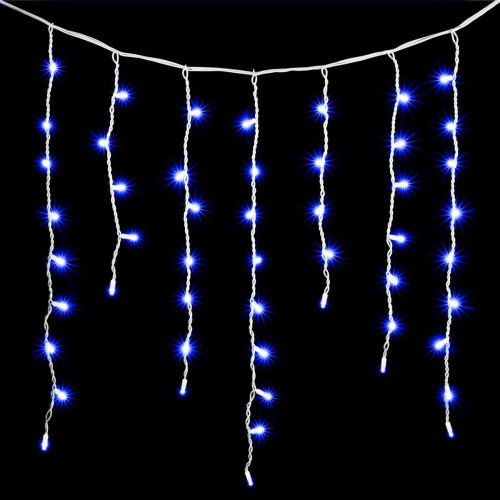 Гирлянда Бахрома 3,2 х 0,9 м Синяя, 168 LED, Белый Провод Каучук, IP65