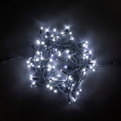 Гирлянда Нить 10м Белая с Мерцанием Каждого Диода 220В, 100 LED, Провод Черный Каучук, IP65