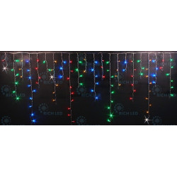 Гирлянда светодиодная Бахрома разноцветная с мерцанием 220B, 144 LED, провод прозрачный, IP54 RL-i3*0.9F-T/M