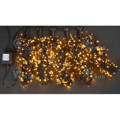 Гирлянда светодиодная желтая постоянного свечения 24B, 1000 LED, провод черный, IP54 RL-S5*20-B/Y