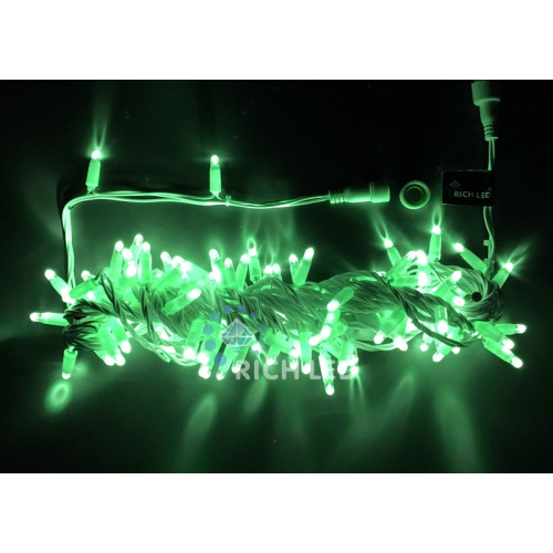 Гирлянда светодиодная зеленая постоянного свечения 24B, 100 LED, провод белый, IP65 RL-S10C-24V-CW/G