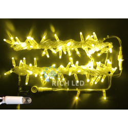 Гирлянда светодиодная желтая постоянного свечения 220B, 100 LED, провод прозрачный, IP65 RL-S10C-220V-CT/Y