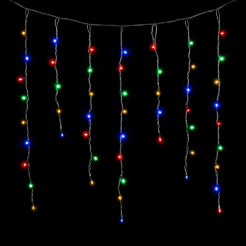 Гирлянда Бахрома 3,2 x 0,9 м Разноцветная 220В, 168 LED, Провод Черный Каучук, IP65