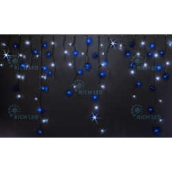 Гирлянда светодиодная Бахрома сине-белая с мерцанием 220B, 144 LED, провод прозрачный, IP54 RL-i3*0.9F-T/BW