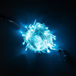Гирлянда Нить 20м Небесно-Голубая с Возможностью Управления 24В, 200 LED, Провод Прозрачный Силикон, IP65