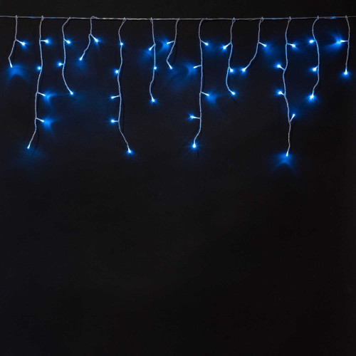 Гирлянда Бахрома на Батарейках 3 х 0,5 м Светло-Голубая, 100 LED, Провод Прозрачный Силикон, IP65