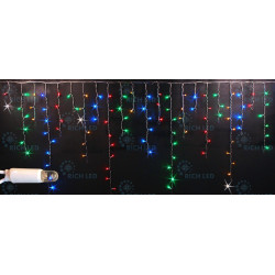 Гирлянда светодиодная Бахрома разноцветная с мерцанием 220B, 144 LED, провод белый, IP65 RL-i3*0.9F-CW/RGP