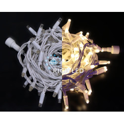 Гирлянда светодиодная белая с мерцанием 220B, 100 LED, провод белый, IP65 RL-S10CF-220V-RW/WW