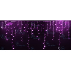 Гирлянда светодиодная Бахрома розовая с мерцанием 220B, 144 LED, провод прозрачный, IP54 RL-i3*0.9F-T/P