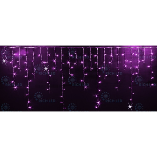 Гирлянда светодиодная Бахрома розовая с мерцанием 220B, 144 LED, провод прозрачный, IP54 RL-i3*0.9F-T/P
