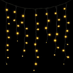 Гирлянда Бахрома 3,2 x 0,9 м Тепло-Белая 220В, 168 LED, Провод Черный Каучук, IP65