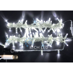 Гирлянда светодиодная белая с мерцанием 220B, 100 LED, провод прозрачный, IP65 RL-S10CF-220V-CT/W