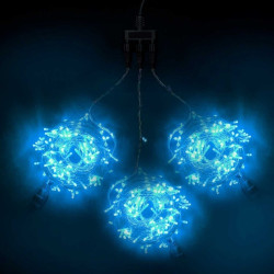 Комплект 3 Небесно-Голубых Нити по 20м c Контроллером, 600 LED, Провод Прозрачный Силикон, IP65
