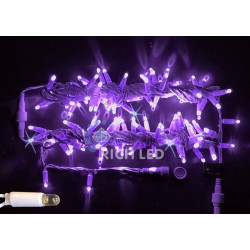 Гирлянда светодиодная фиолетовая с мерцанием 220B, 100 LED, провод белый, IP65 RL-S10CF-220V-CW/V