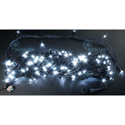 Гирлянда светодиодная белая 8 режимов свечения 220B, 200 LED, провод черный, IP54 RL-T20C2-B/W
