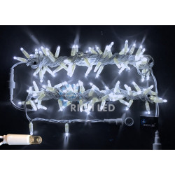 Гирлянда светодиодная белая постоянного свечения 220B, 100 LED, провод белый, IP65 RL-S10C-220V-CW/W