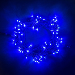 Гирлянда Нить 10м Синяя 24В, 75 LED, Провод Черный Каучук, IP65