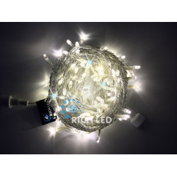 Гирлянда светодиодная белая с мерцанием 220B, 100 LED, провод прозрачный, IP54 RL-S10CF-220V-T/WW