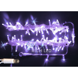 Гирлянда светодиодная фиолетовая с мерцанием 220B, 100 LED, провод прозрачный, IP65 RL-S10CF-220V-CT/V