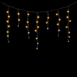 Гирлянда Бахрома 3,1 x 0,5 м Жёлтая с Мерцанием Белого Диода 220В, 120 LED, Провод Черный Каучук, IP65