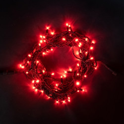 Гирлянда Нить 10м Красная 220В, 100 LED, Провод Черный Каучук, IP65