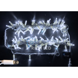 Гирлянда светодиодная белая с мерцанием 220B, 100 LED, провод белый, IP65 RL-S10CF-220V-CW/W