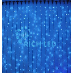 Гирлянда светодиодная Занавес синяя 220B, 600 LED, провод прозрачный, IP54 RL-C2*3-T/B